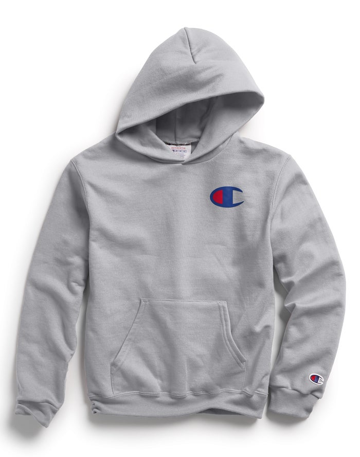 Sudadera Con Capucha Champion Niña - Double Dry Giant C Logo ( Gris ) 5013296-CA